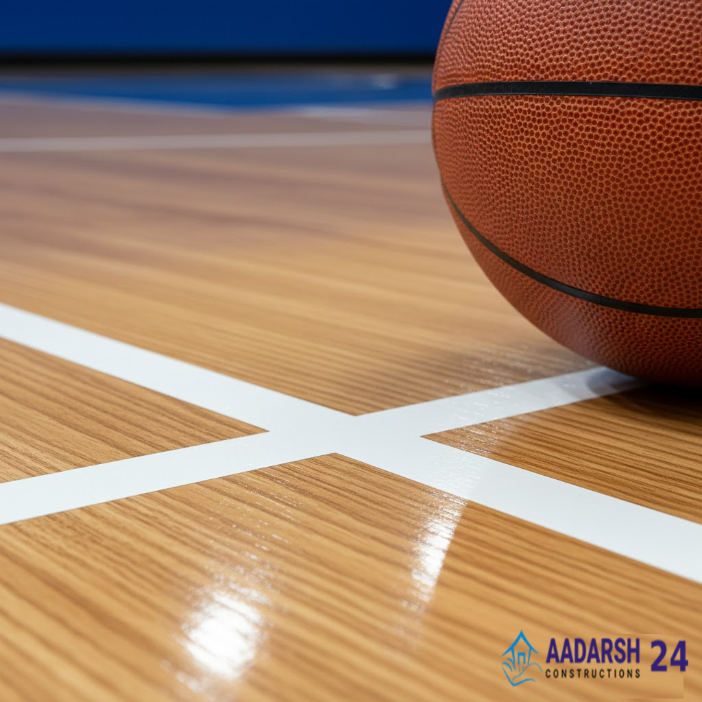 Synthetic basketball flooring development in Ghaziabad school.