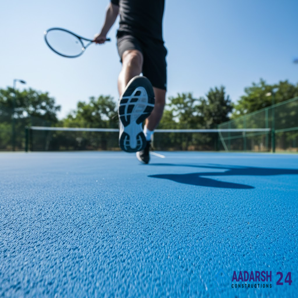 Professional tennis court surface installation in Ghaziabad.