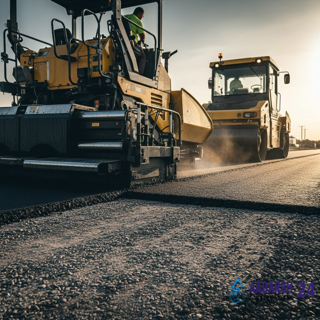Infrastructure development and road laying in Greater Noida by Aadarsh Constructions.